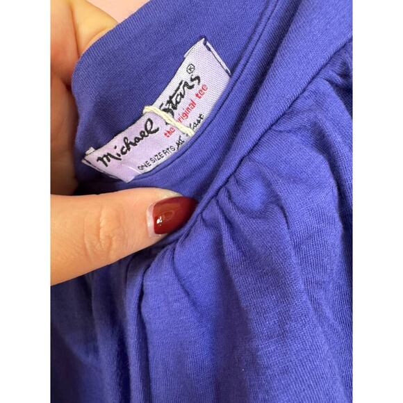 Michael Stars 100% Cotton Flutter Sleeve Tunic One Size Purple - Picture 3 of 4